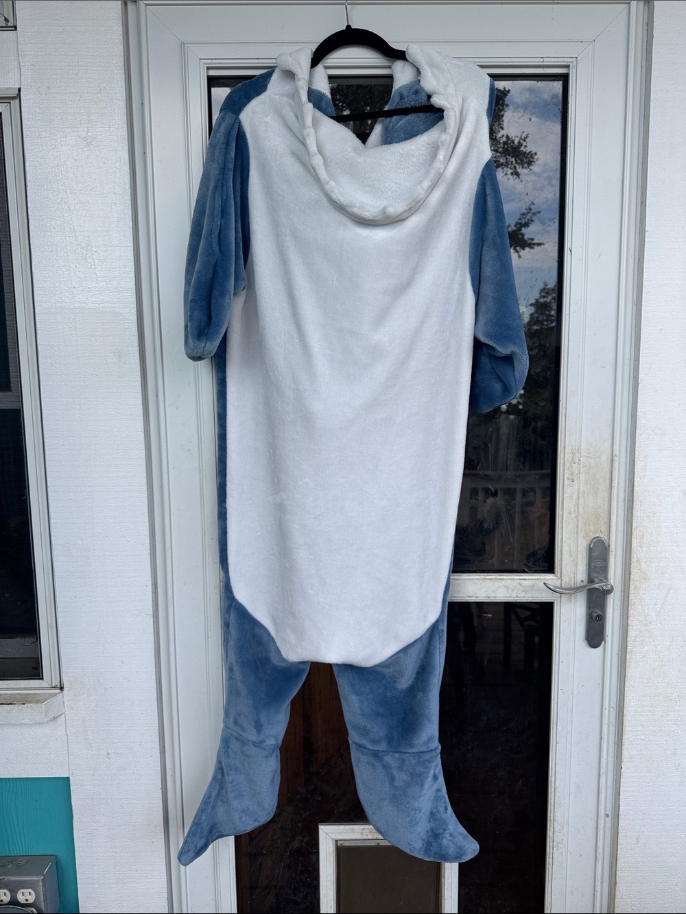 Adult Blue & White Shark Adult Jumpsuit size Medium